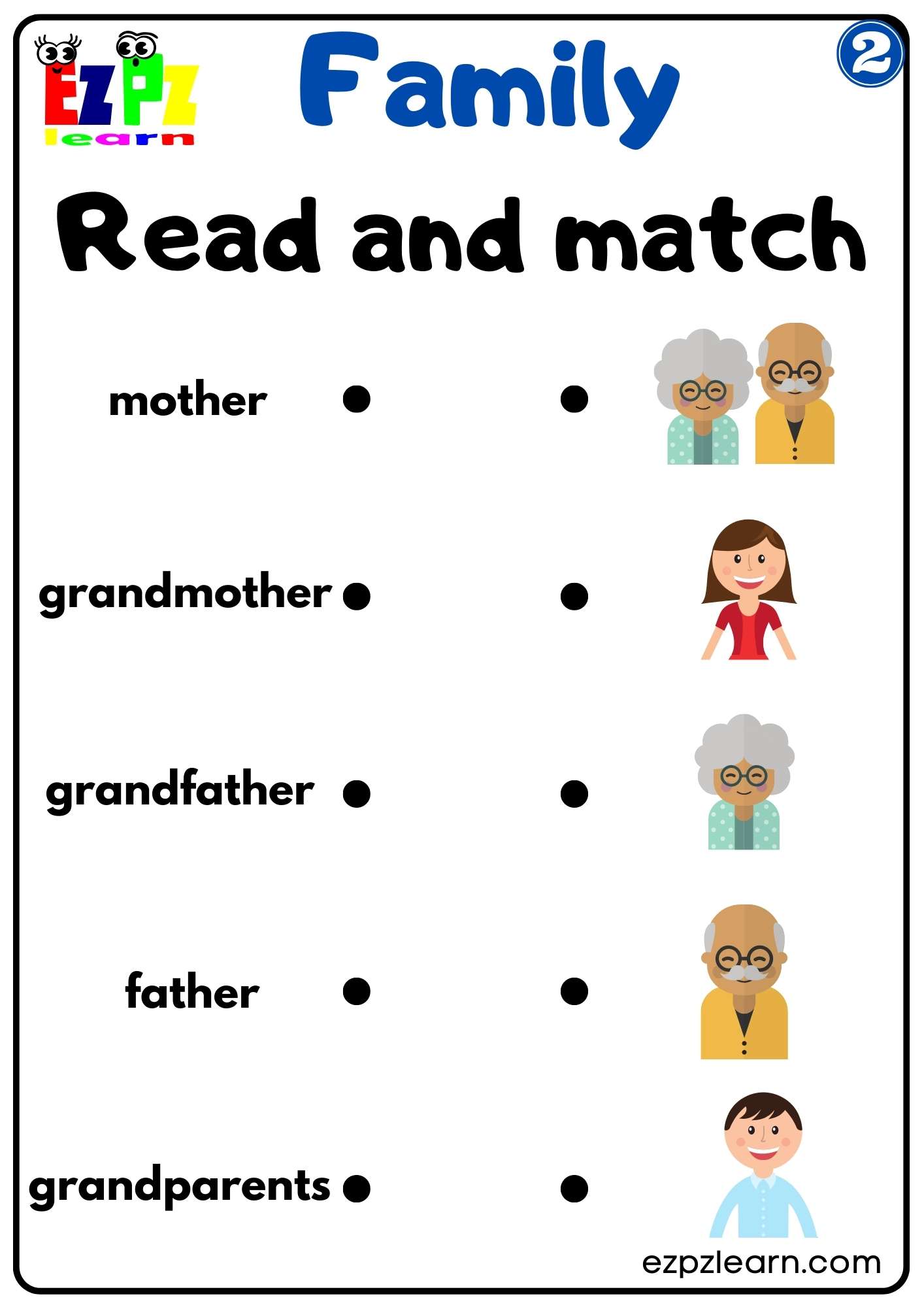 Read and Match Activity Family Vocabulary For K5 Students Parents and Teachers Free G2